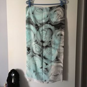 Ascher Pure Silk Blue Roses Square Scarf